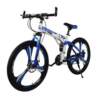 Leisu Mountain Bike 21 Speed 26” Folding Bicycle Lightweight with Disc Brakes High carbon steel Frame - B07F1VQZX5